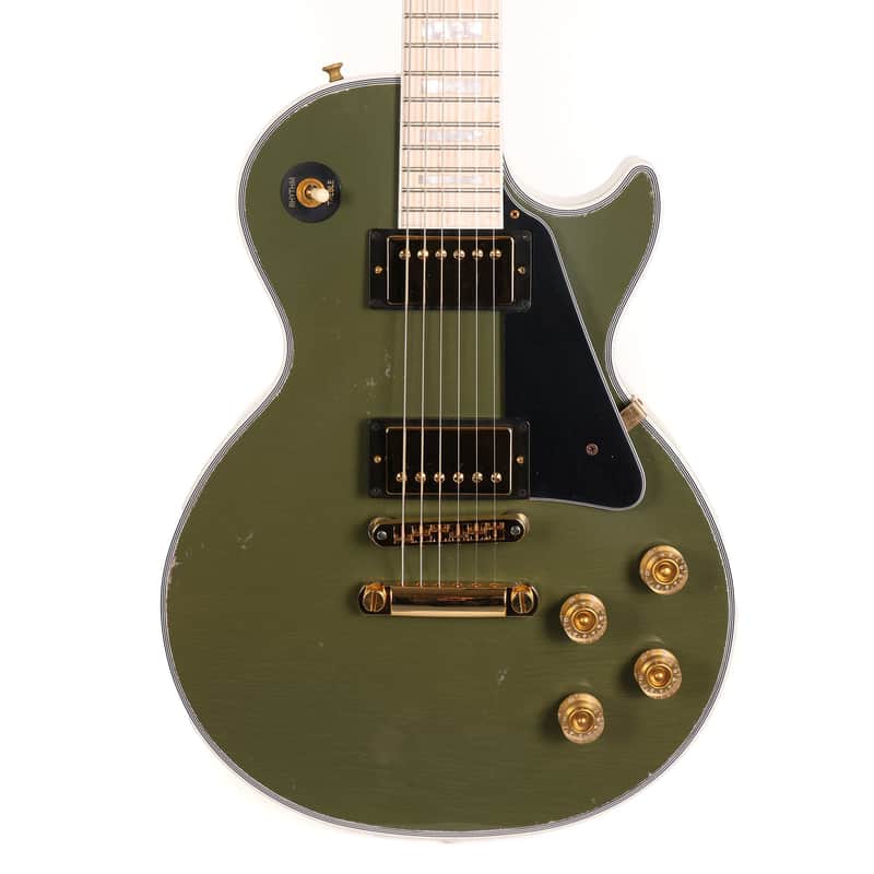Gibson Custom Shop Les Paul Custom Made 2 Measure Olive Drab Maple Neck Murphy Lab Light Aged image 1