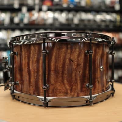 Pork Pie 7x14" Maple Max Snare Drum (Waterfall Bubinga High-Gloss w/ Black Nickel Hardware) image 5