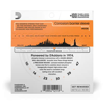 D'Addario 10-47 Extra Light, Phosphor Bronze Acoustic Guitar Strings image 3