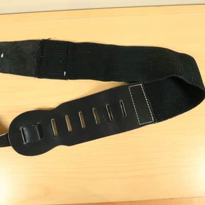 Vintage 90s Bass Guitar Nylon Guitar Strap Black w/ Leather tabs image 6