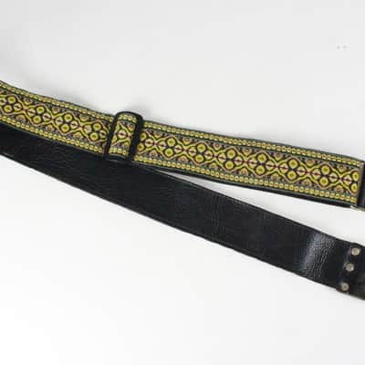 Vintage Style Beautiful Colorful Braided Guitar Strap Leather + Cotton  w/Plastick Buckle ~Persian/Middle Eastern Geometric Pattern~ image 2