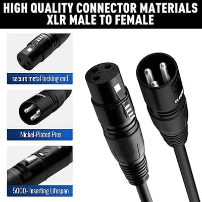 XLR Cable Microphone Cable 50 Feet, Heavy Duty Balanced XLR Speaker Cable-Pin Shielded Male to Female Mic Cord,DMX Stage Lighting Patch Cable for Speaker Systems Mixer+10 Ties image 2