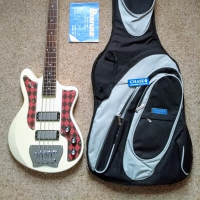 Ibanez Jet King JTKB200 bass (2009), Ivory finish with 'Argyle' pickguard plus new gig bag image 2
