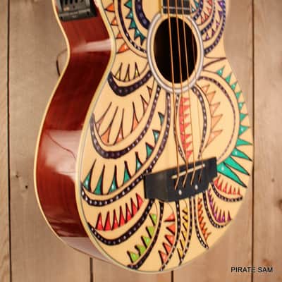 Washburn AB5K Custom Art 4-String Acoustic Bass "Spikes of the South West " w/gig bag image 7