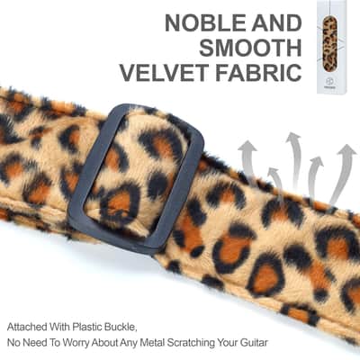 Guitar Strap 2 inch Velvet Guitar Straps with Full Grain Leather End, for Bass Electric and Acoustic Guitars, Free Strap Button, 2 Strap Locks and 4 Guitar Picks image 5