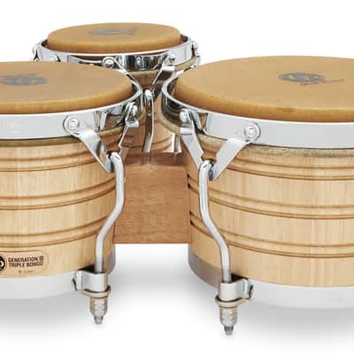 Latin Percussion LP Generation 3 Traditional 5-1/2", 7-1/4", and 9" Bongos - Oak Natural with Chrome Hardware (LP202-AW) image 5