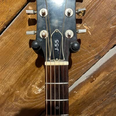 1980 Gibson J-55 Dreadnought Acoustic Guitar, Natural image 8