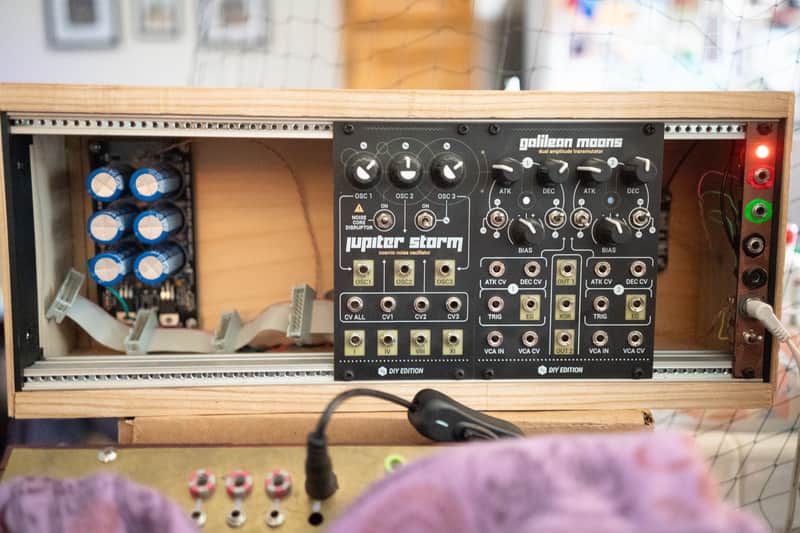 Wood 72hp Eurorack Case w/ Hexinverter Jupiter Storm and Galilean Moons image 1