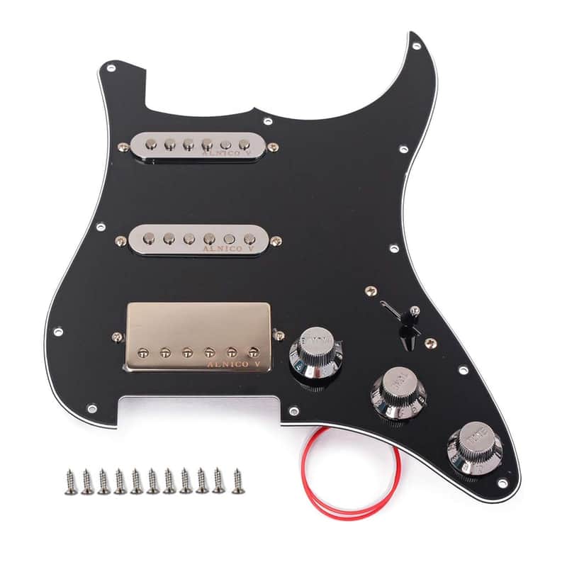 Prewired Strat Electric Guitar Pickguard With Ssh Pickup Set, 3-Ply Pick Guard Loaded High Output Alnico V Single Coil Humbucker Pick-Ups, Scratchplate As Luthier Replacement Parts image 1