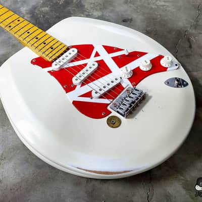 Jack's Guitarcheology "Bed Pan Halen's Frankensh*t" Toilet Seat Electric Guitar (2021 White Relic) image 12