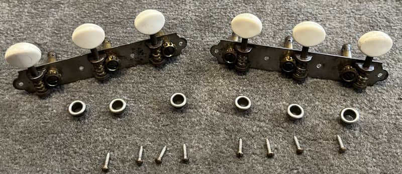 Kluson Open back 3 x 3 set strip tuners 1950’s - 1960’s - Nickel image 1