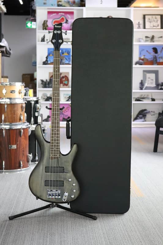 2007 Ibanez EDB 400 Ergodyne Transparent Black Flat Electric Bass Guitar image 1