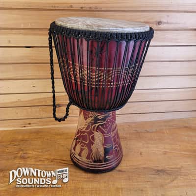 Made in Ghana 12.5” Hand-Made Ghanaian Djembe - All Solid Wood, Traditional Carvings, Rope-Tuned image 2