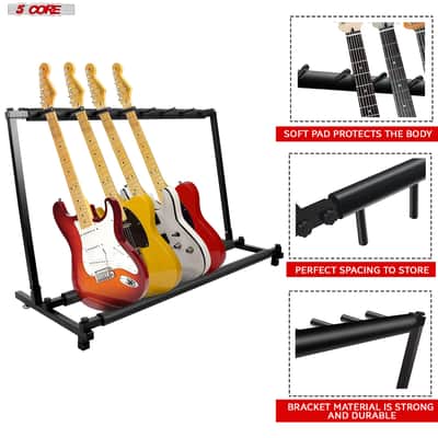 5 Core Multi Guitar Rack Stand Floor 7 Slot Adjustable Flying V Guitars Holder image 3