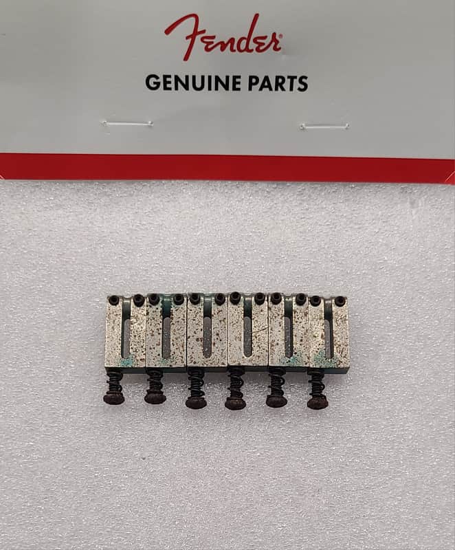 Aged Relic Steel Fender American Standard Saddles 2-1/16 Spacing Offset Mount imagen 1