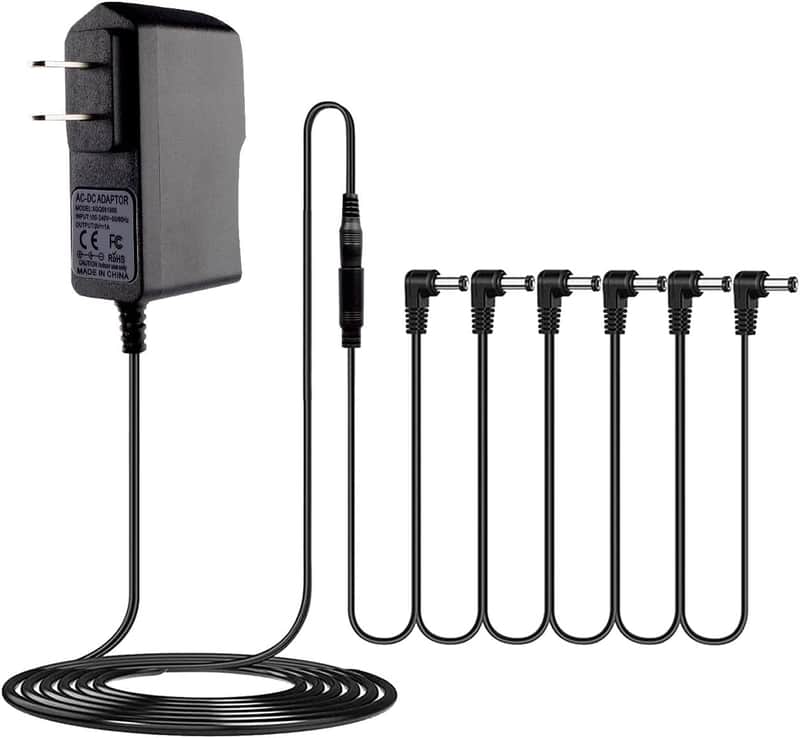 9V Guitar Pedal Power Supply, 9 Volt 1a AC DC Adapter Pedalboard Charger with 6 Way Daisy Chain Cable Cord for BOSS 1 Spot Effect Pedals Center Negative image 1
