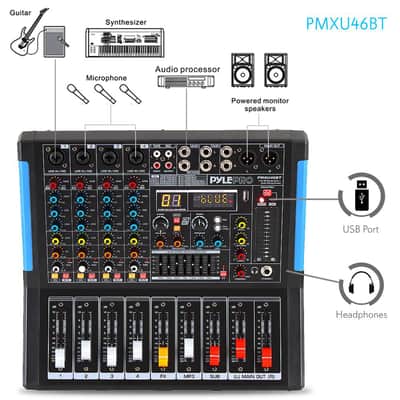 Pyle PMXU46BT 4-Ch. Bluetooth Studio Mixer - DJ Controller Audio Mixing Console System image 3