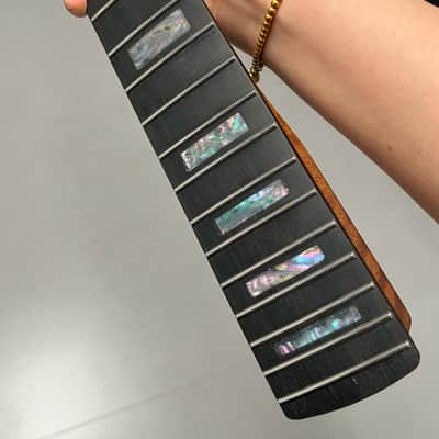AAAAA Ebony fretboard Bone nut Roasted flame Maple Electric Guitar Neck Round stainless steel 22 frets Colored shell blocks Inlay satin image 5