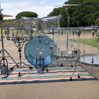 7 piece Vintage Zickos Clear Acrylic Drum Set  w/ matching Snare image 2