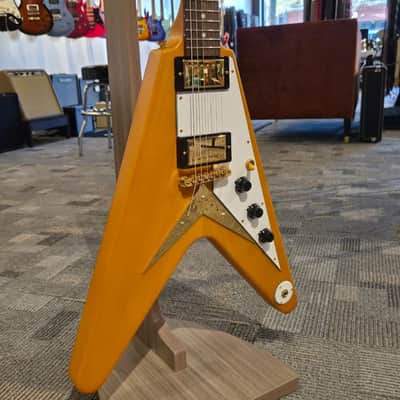 2023 Epiphone 1958 Korina Flying V Electric Guitar - Aged Natural (6 lb 14 oz) image 3