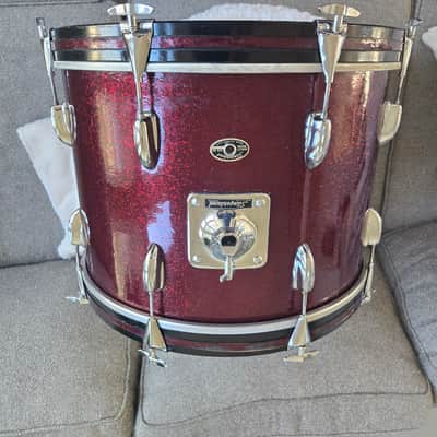 Slingerland Drum set 20,12,13,16 1970s - Maroon Sparkling Pearl image 12