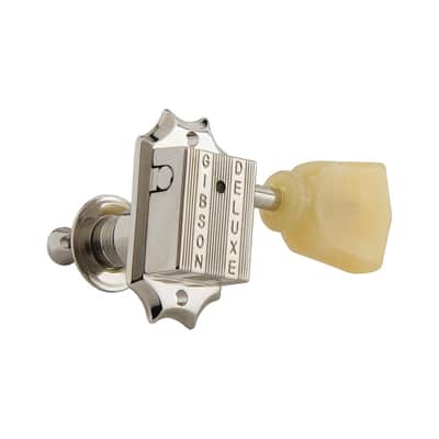 Gibson Deluxe Tuners 3 x 3 Kluson Style with Bolt Bushing (Nickel, Yellow Key) image 4