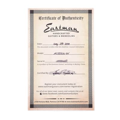 Eastman AC222CE Sitka/Ovangkol Grand Auditorium Cutaway Natural w/Fishman Sonitone image 8