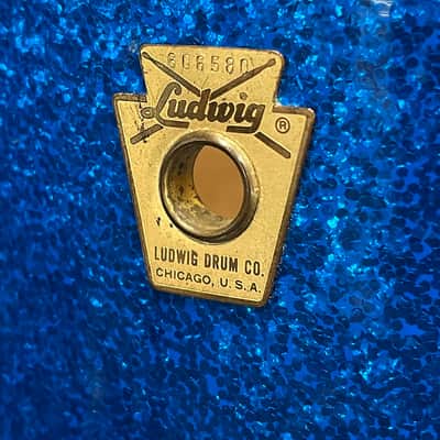 Ludwig 5pc Hollywood Outfit With Supra-phonic Snare - 8x12 / 9x13 / 16x16 / 14x22" Drum Set Keystone Badges 1966 - 1968 - Blue Sparkle / Vintage Hardware (SPEED KING, SPUR-LOK & More) image 22