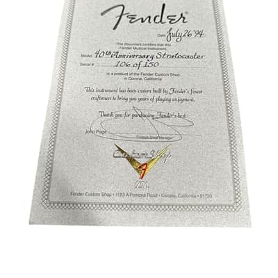 Fender Diamond Dealer Custom Shop Limited Edition 40th Anniversary Stratocaster W/ Diamond Ring image 18