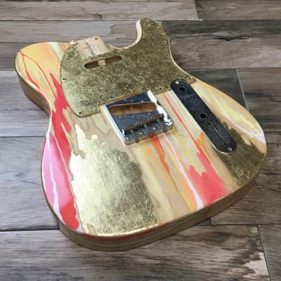Made to Order - FRANCHIN Mars guitar body Colorful Wood Grain Oil Paint and Metallic Leaf Swamp Ash Telecaster-Tele-T-Style Made in Italy image 2