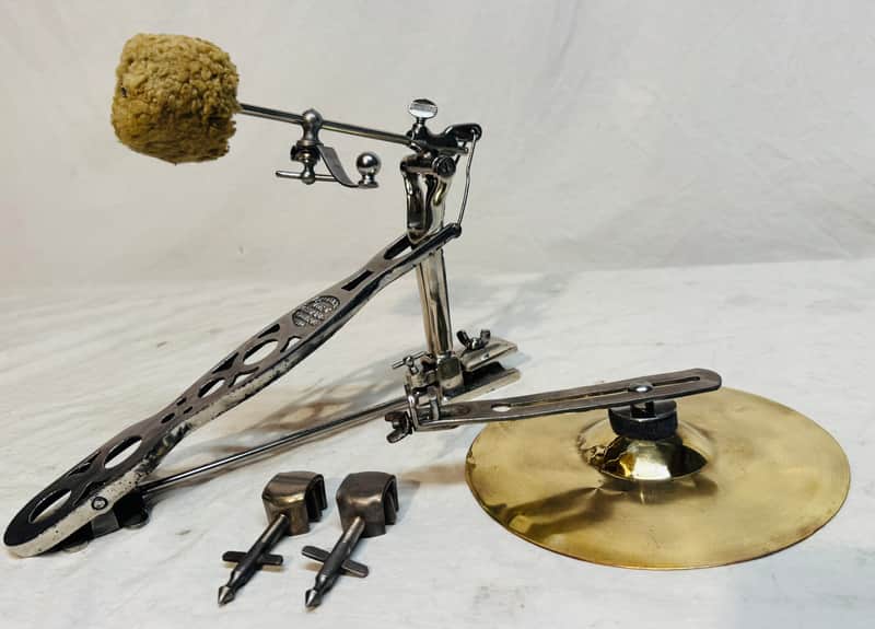 Vintage 1928 Leedy Bass Drum Pedal w/Leedy Brass Cymbal & Striker image 1