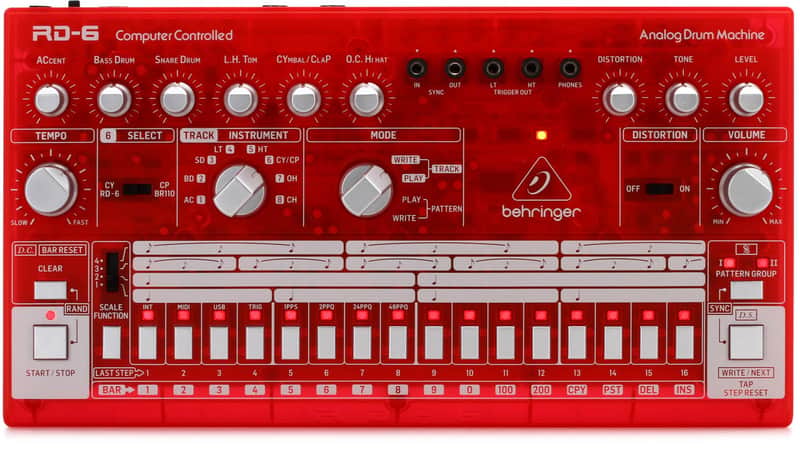 Behringer RD-6-SB Analog Drum Machine - Red Translucent image 1