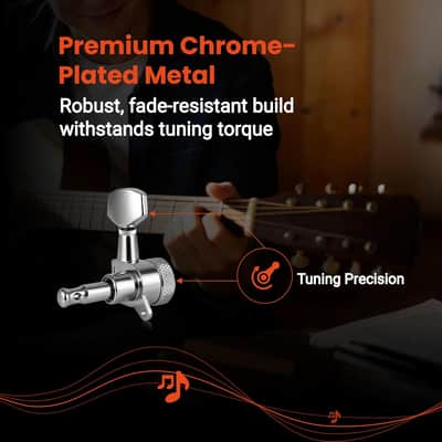 Guitar Locking Tuners 6 Inline,Lock String Tuning Key Pegs,guitar machine heads with Hexagonal Handle (Gold, 3 Left +3 Right) image 3