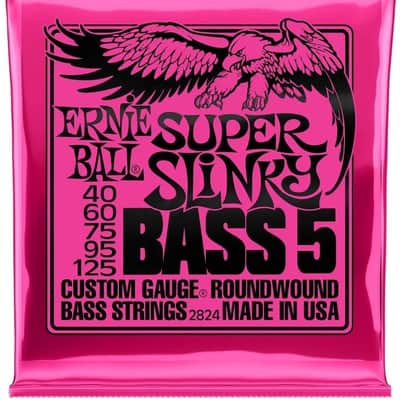 Ernie Ball 5-String Super Slinky Nickel Wound Bass Guitar Strings, 40-125 Gauge (P02824) image 1