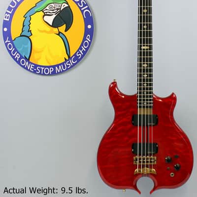 Vintage 1991 Alembic Omega Series Spoiler 5-String Bass, Red, Fat Boy Pickups, Please Message for Shipping Quote image 1