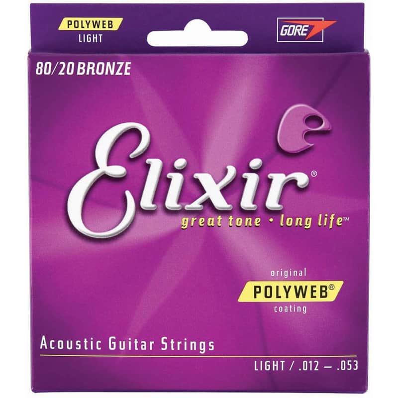 Elixir 11050 Polyweb 80/20 Bronze Acoustic Guitar Strings  - Light (12-53) image 1