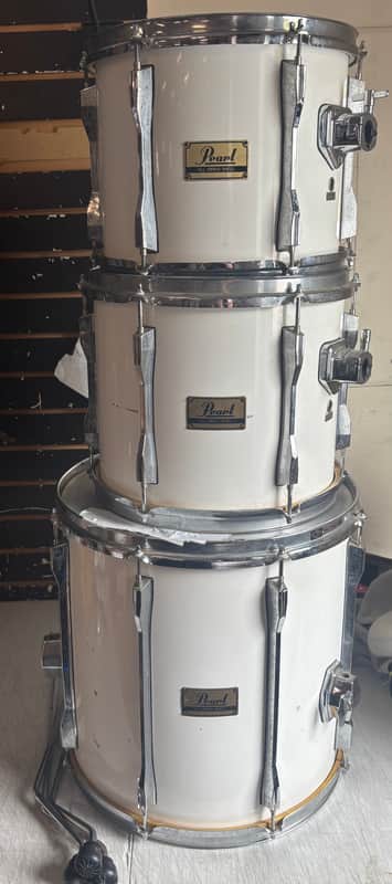 Used Pearl Arctic White BLX Toms 10x12, 13x11, 16x16 - All Birch Shells image 1