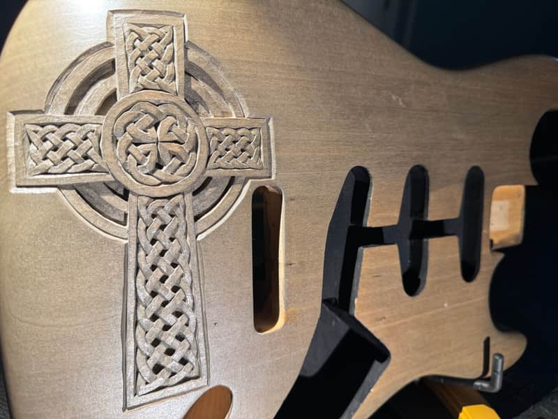 Strat body carved by McMahon Artistry Infinity Cross - Nitrocellulose image 1