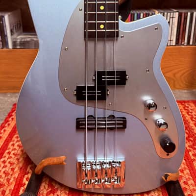 Reverend Decision P Bass Guitar 25th Anniversary Edition, Ebony, Metallic Silver Freeze image 1
