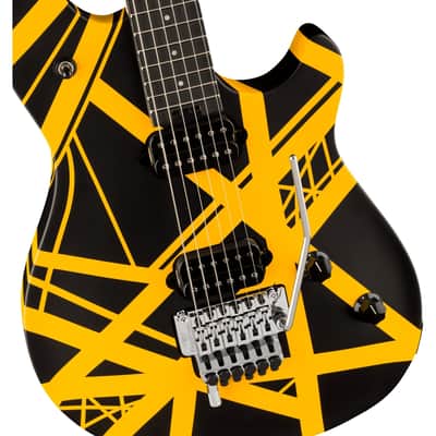 EVH Wolfgang Special Striped Series Guitar w/ Ebony Fingerboard and Gig Bag - Black and Yellow image 1