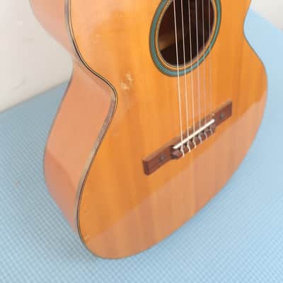 Vintage 1960-70s Kay Classical Acoustic Natural Guitar Clean Harmony Rare Jumbo Shape ?! A Jumbo Classical! Well Made Heavy Thick Tortoise Double Binding image 3