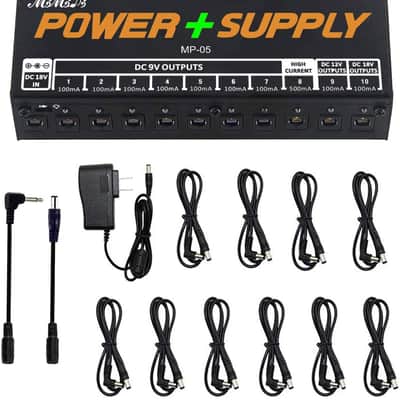Guitar Pedal Power Supply Adapter Station, 10 Isolated DC Outputs for 9V/12V/18V Effect PedalBoard image 1