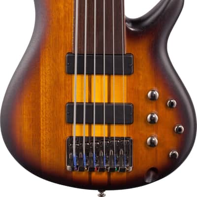 Ibanez SRF706 SR Bass Workshop Series 6-String Fretless Bass Guitar, Brown Burst Flat w/ Hard Case and Cloth image 1