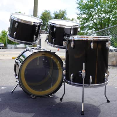 Vintage 1999 Gretsch USA Custom 4pc Maple Shell Pack - Ebony Stain Lacquer | 12, 13, 16, 20" image 3