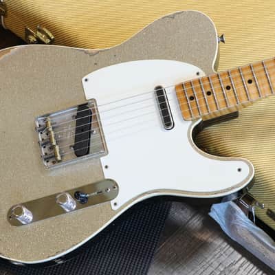 2018 Fender Custom Shop Double Esquire Limited Edition Electric Guitar Relic Silver Sparkle + COA OHSC image 4