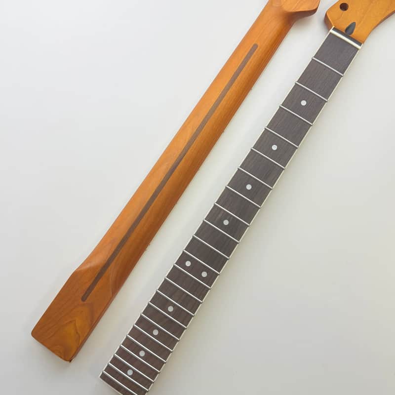 Roasted Maple Telecaster Style Guitar Neck, 22 Frets, Rosewood Fingerboard image 1