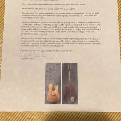 1965 Martin D12-20 Owned by Leo Kottke 10-String with COA Benefits Stropes Foundation image 24