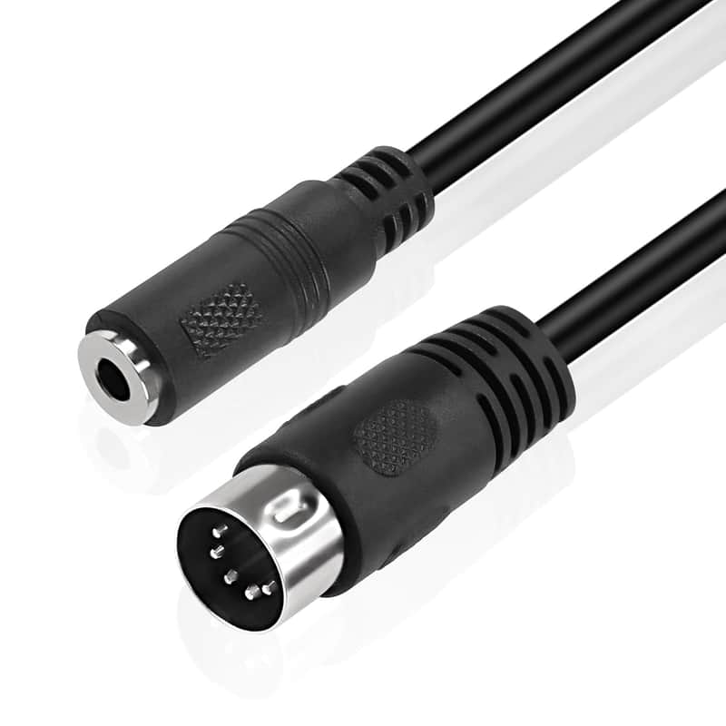 5 Pin Din MIDI to 3.5mm TRS Audio Cable, 3.5mm(1/8in) TRS Stereo Female to 5-Pin Din Male Professional Audio Cord Adapter for Amplifiers, HI-FI Sound Systems image 1