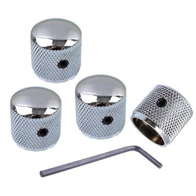 Metal Volume Tone Dome Tone Guitar Speed Control Knobs with Allen Keys Screws Set for Fender Strat Telecaster Gibson Les Paul Electric Guitar or Bass, Chrome Pack of 4 Pcs image 1