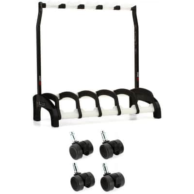 K&M 17525 Guardian 5 Electric Guitar Stand and 4 Casters - Black with Translucent Supports image 2